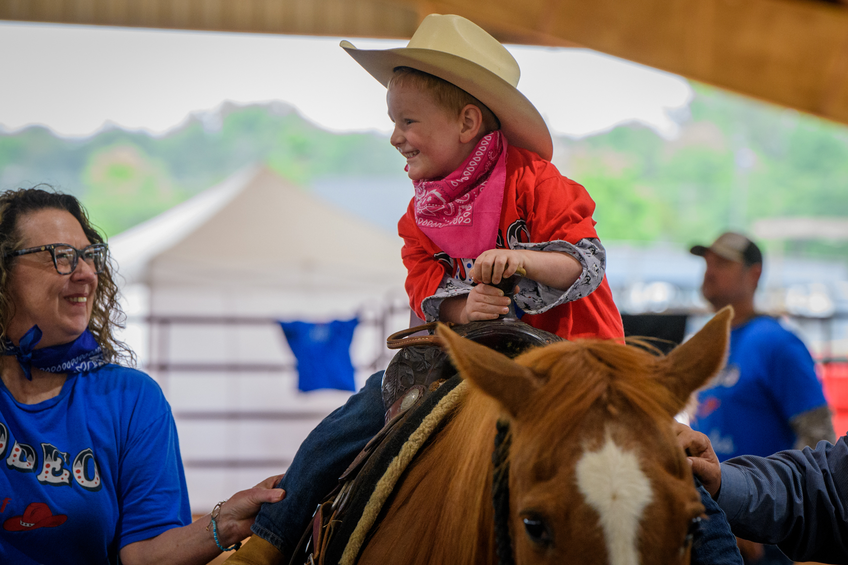 Pink bandana — a cowboy's grin